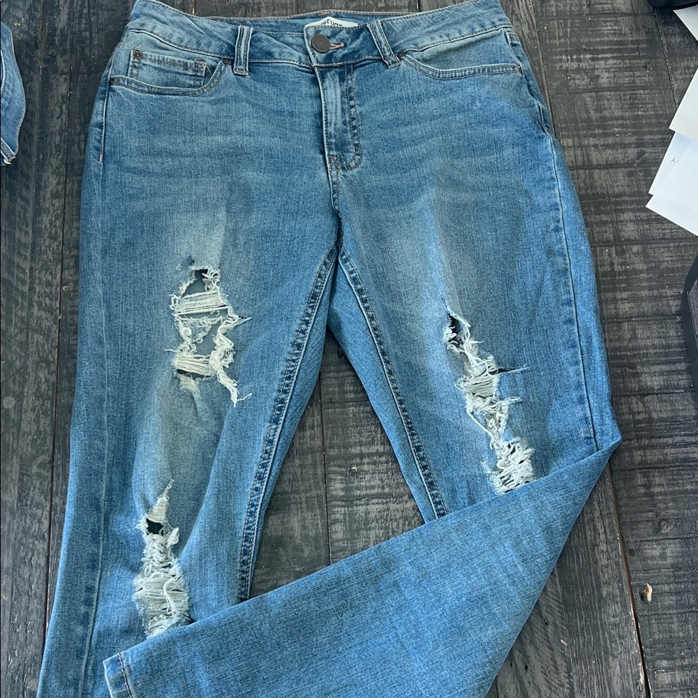 Refuge Light Blue Ripped Skinny Jeans